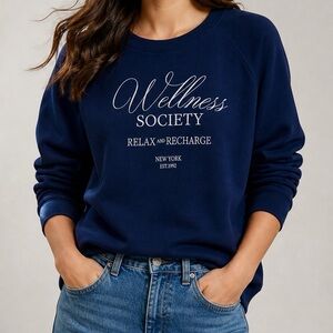 WILDFOX ‘Wellness Society’ Keely Raglan Sweatshirt in Medieval Blue